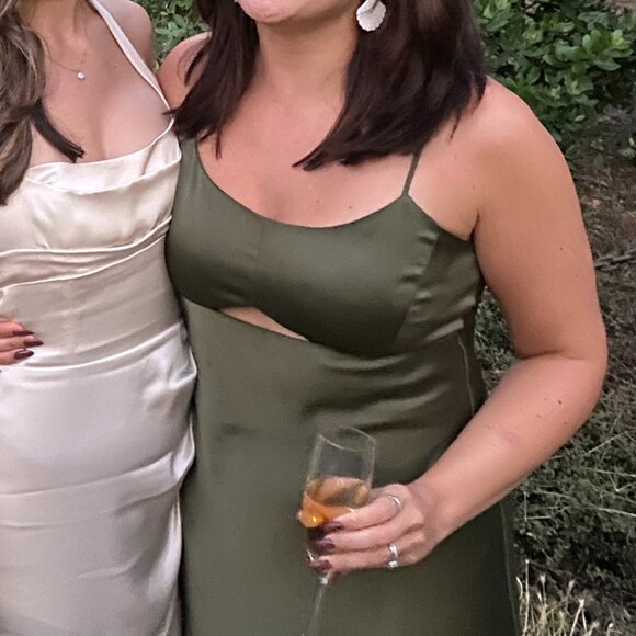 Banana Republic CUTOUT MIDI SLIP DRESS dark green - Size 10 - Picture 6 of 7